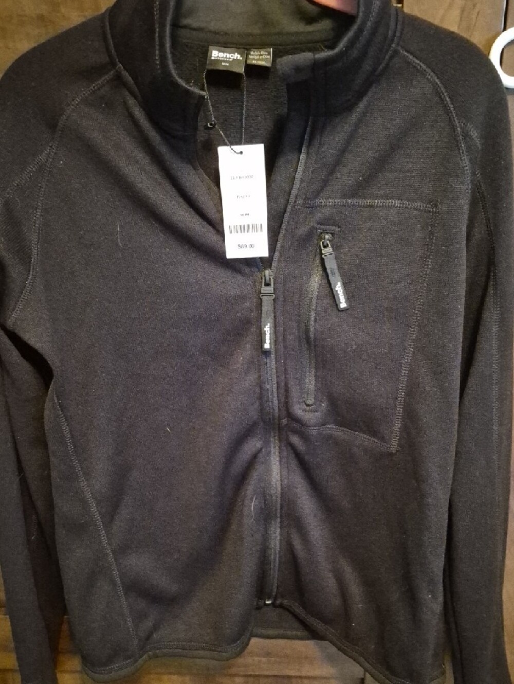 Bench Black Full-Zip Fleece Jacket with Chest Zip Pocket - Picture 2 of 3